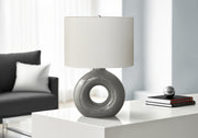 24"H Grey Ceramic Table Lamp with Ivory Shade-Lighting-DECOROLALA