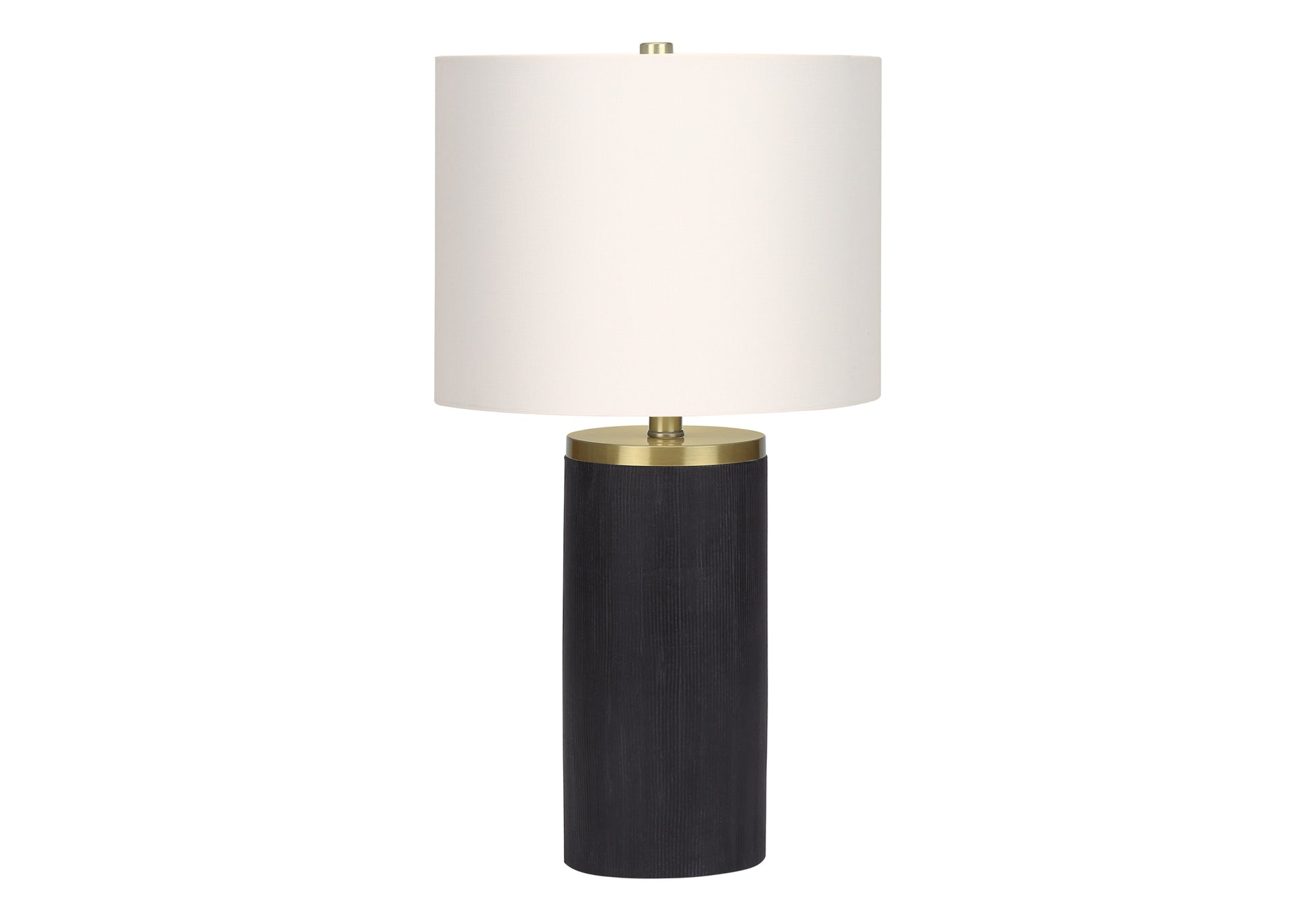 24"H Table Lamp Black Concrete Base Ivory Shade-Lighting-DECOROLALA