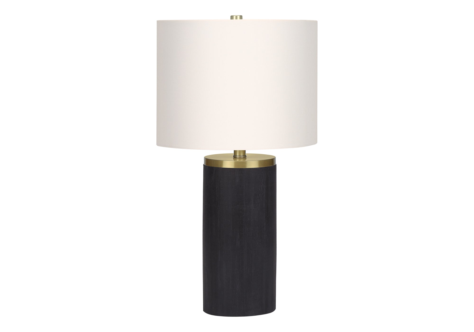 24"H Table Lamp Black Concrete Base Ivory Shade-Lighting-DECOROLALA