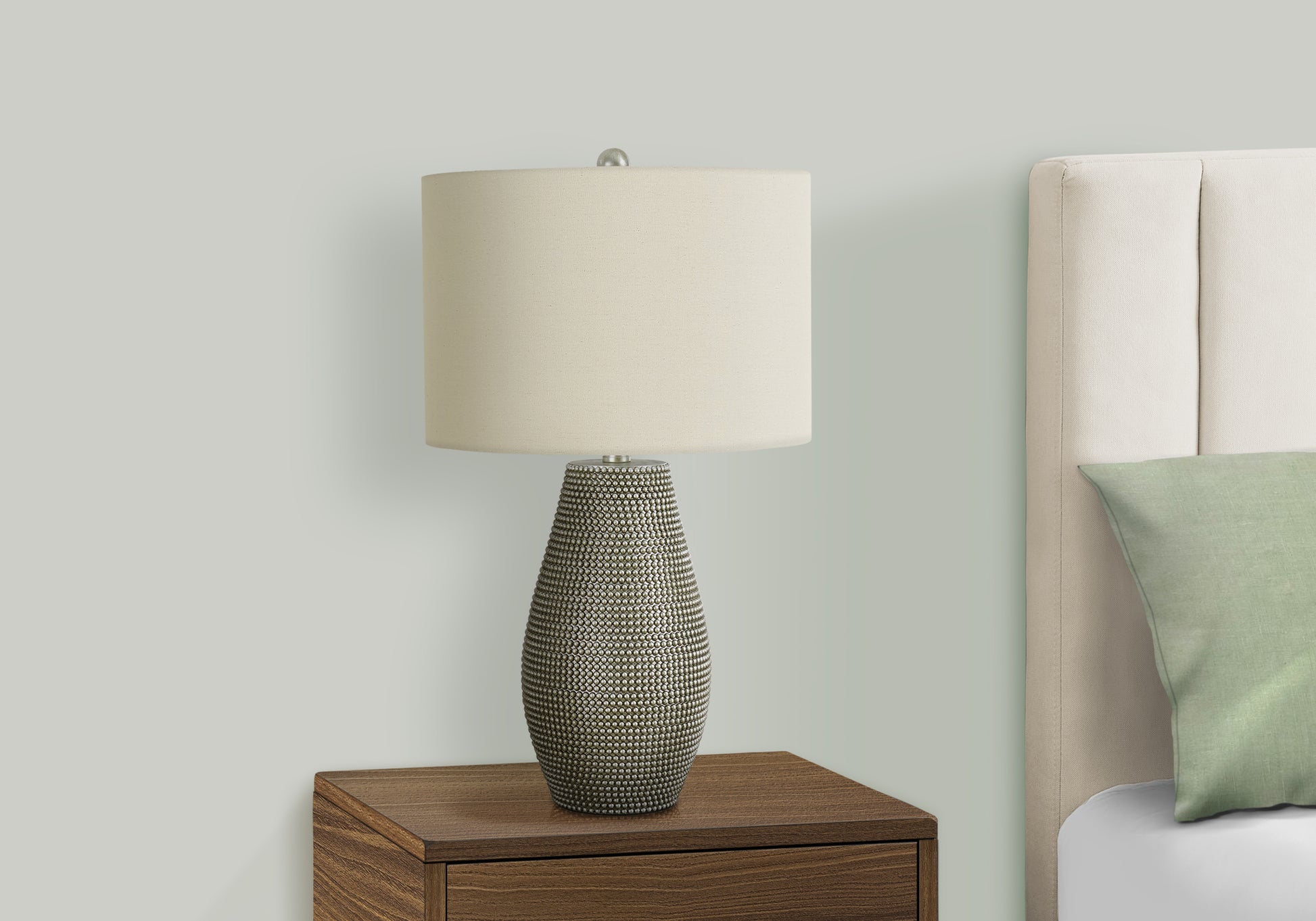 24"H Table Lamp Grey Resin Base Ivory Shade-Lighting-DECOROLALA
