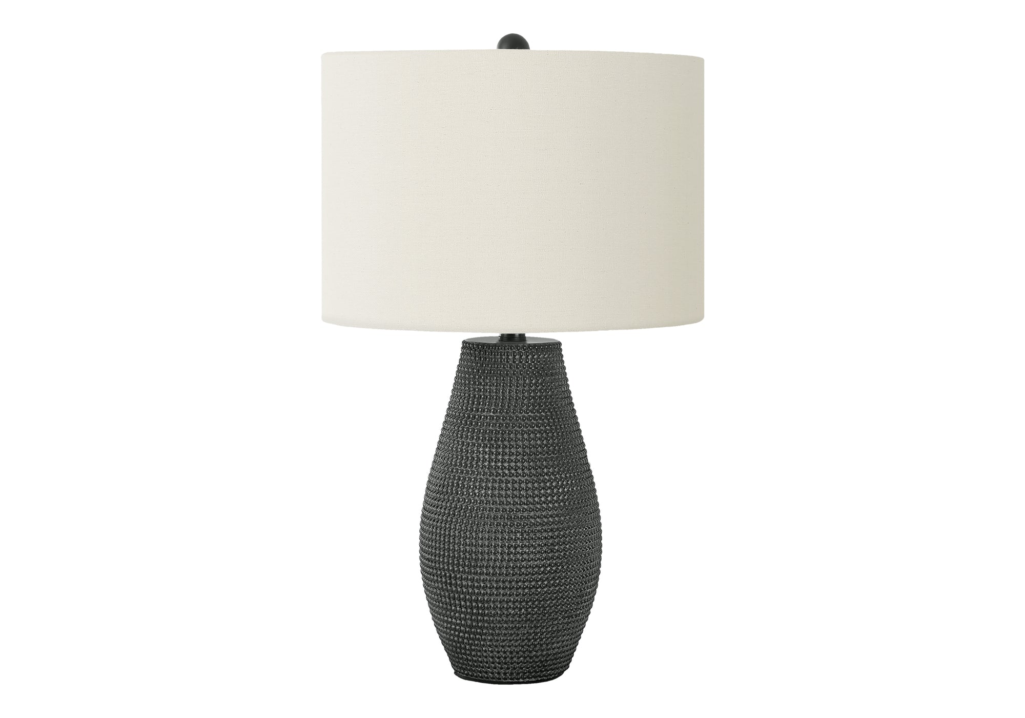 24"H Table Lamp Grey Resin Base Ivory Shade-Lighting-DECOROLALA