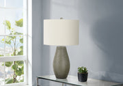 24"H Table Lamp Grey Resin Base Ivory Shade-Lighting-DECOROLALA