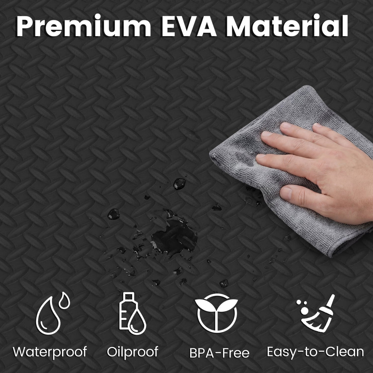 24Tiles 1/2" Puzzle Exercise Floor Mats-Black-Yoga Accessories-DECOROLALA
