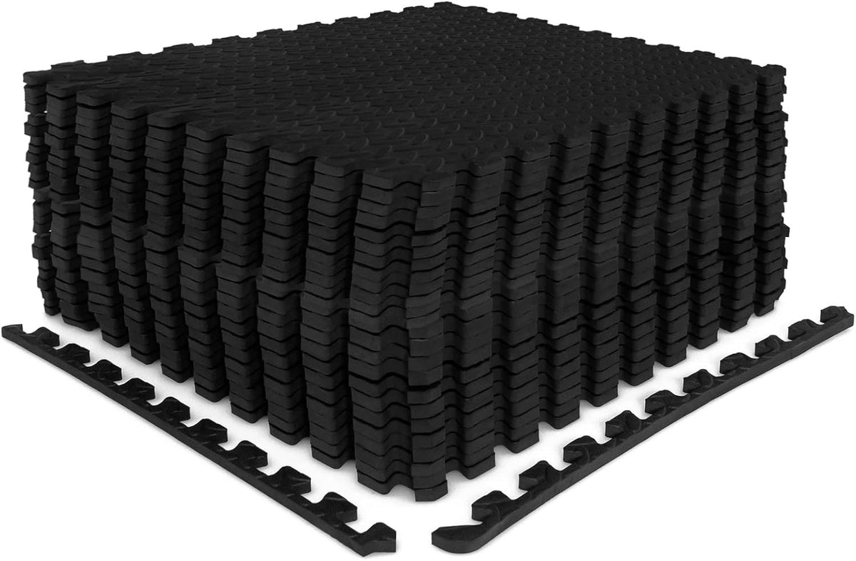 24Tiles 1/2" Puzzle Exercise Floor Mats-Black-Yoga Accessories-DECOROLALA