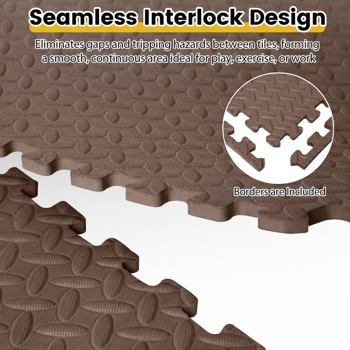 24Tiles 1/2" Puzzle Exercise Floor Mats-Brown-Yoga Accessories-DECOROLALA