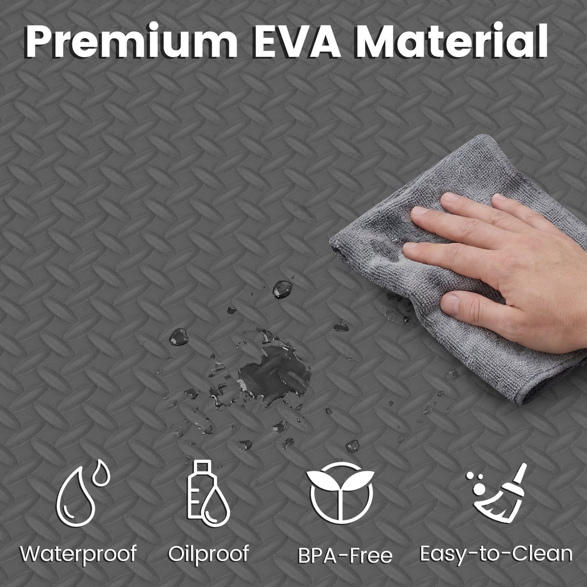 24Tiles 1/2" Puzzle Exercise Floor Mats-Gray-Yoga Accessories-DECOROLALA