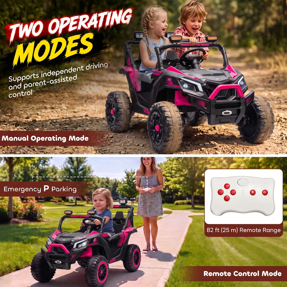 24V 2 Seater Ride On Truck Car for Kids with Remote Control, Dual Motors, 4-Wheel Suspension, Storage for Ages 3-8-Toys & Games > Baby & Toddler Toys > Electric Ride-On Toys > Electric Toy Cars-DECOROLALA