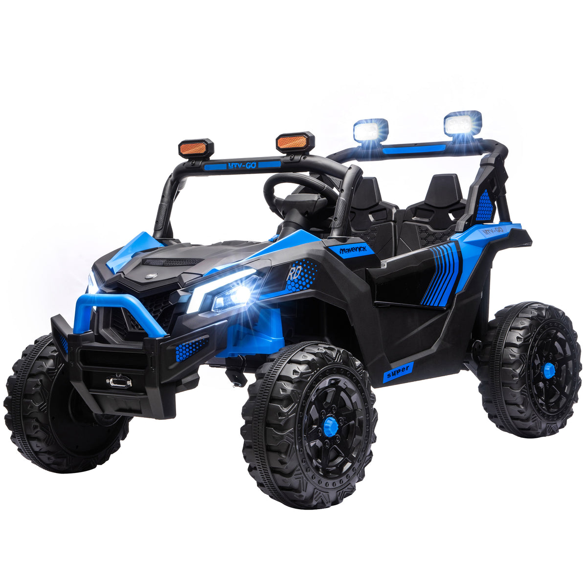 24V 2 Seater Ride On Truck Car for Kids with Remote Control, Dual Motors, 4-Wheel Suspension, Storage for Ages 3-8-Toys & Games > Baby & Toddler Toys > Electric Ride-On Toys > Electric Toy Cars-DECOROLALA