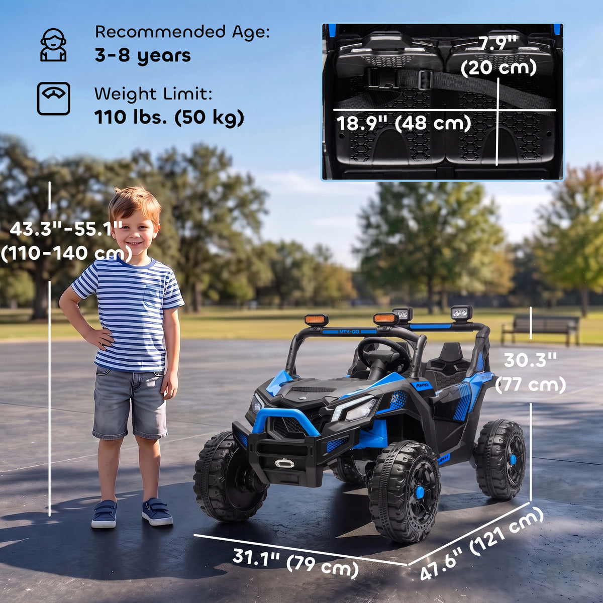 24V 2 Seater Ride On Truck Car for Kids with Remote Control, Dual Motors, 4-Wheel Suspension, Storage for Ages 3-8-Toys & Games > Baby & Toddler Toys > Electric Ride-On Toys > Electric Toy Cars-DECOROLALA