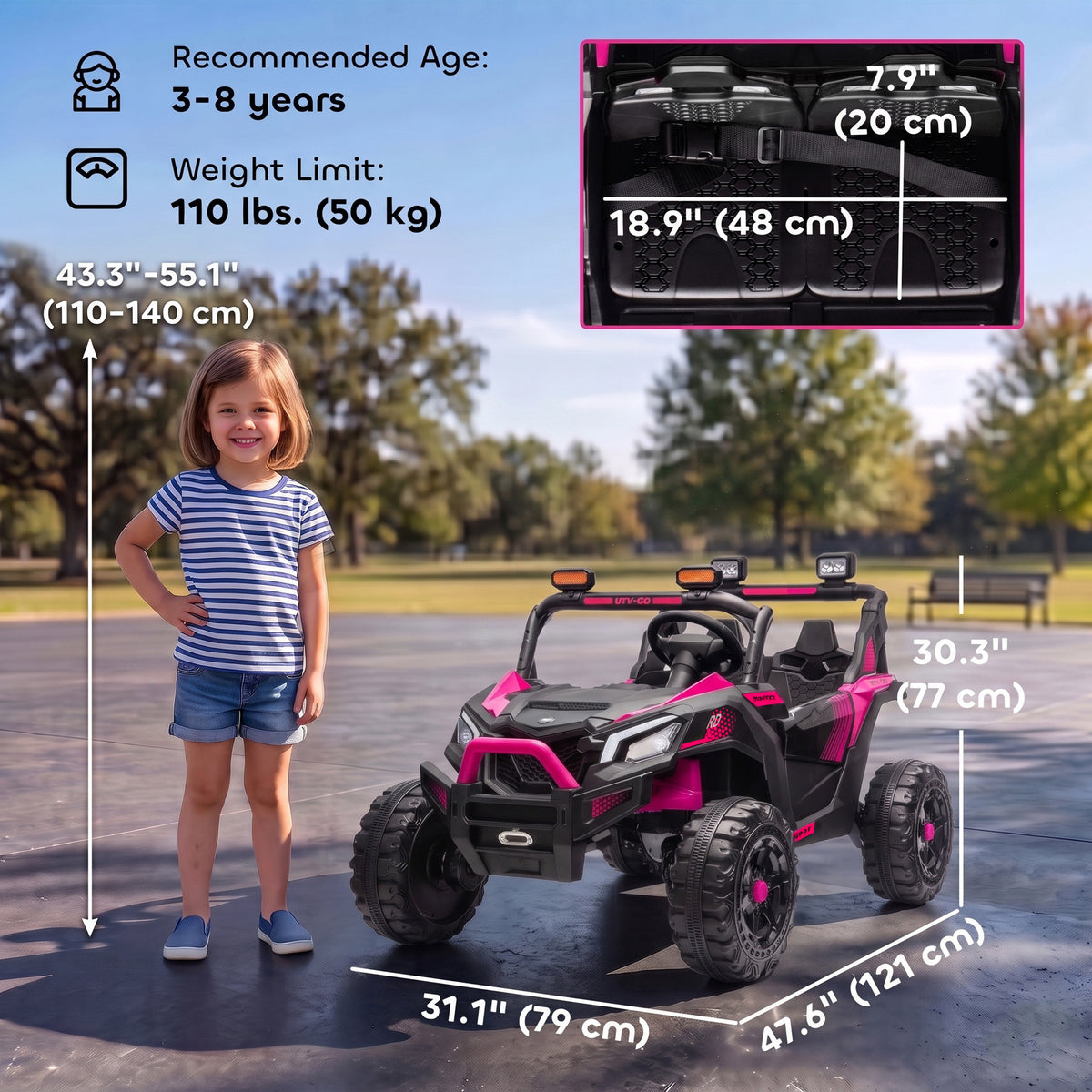 24V 2 Seater Ride On Truck Car for Kids with Remote Control, Dual Motors, 4-Wheel Suspension, Storage for Ages 3-8-Toys & Games > Baby & Toddler Toys > Electric Ride-On Toys > Electric Toy Cars-DECOROLALA