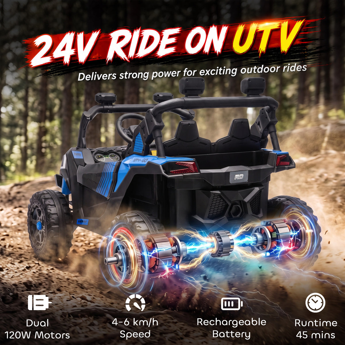 24V 2 Seater Ride On Truck Car for Kids with Remote Control, Dual Motors, 4-Wheel Suspension, Storage for Ages 3-8-Toys & Games > Baby & Toddler Toys > Electric Ride-On Toys > Electric Toy Cars-DECOROLALA