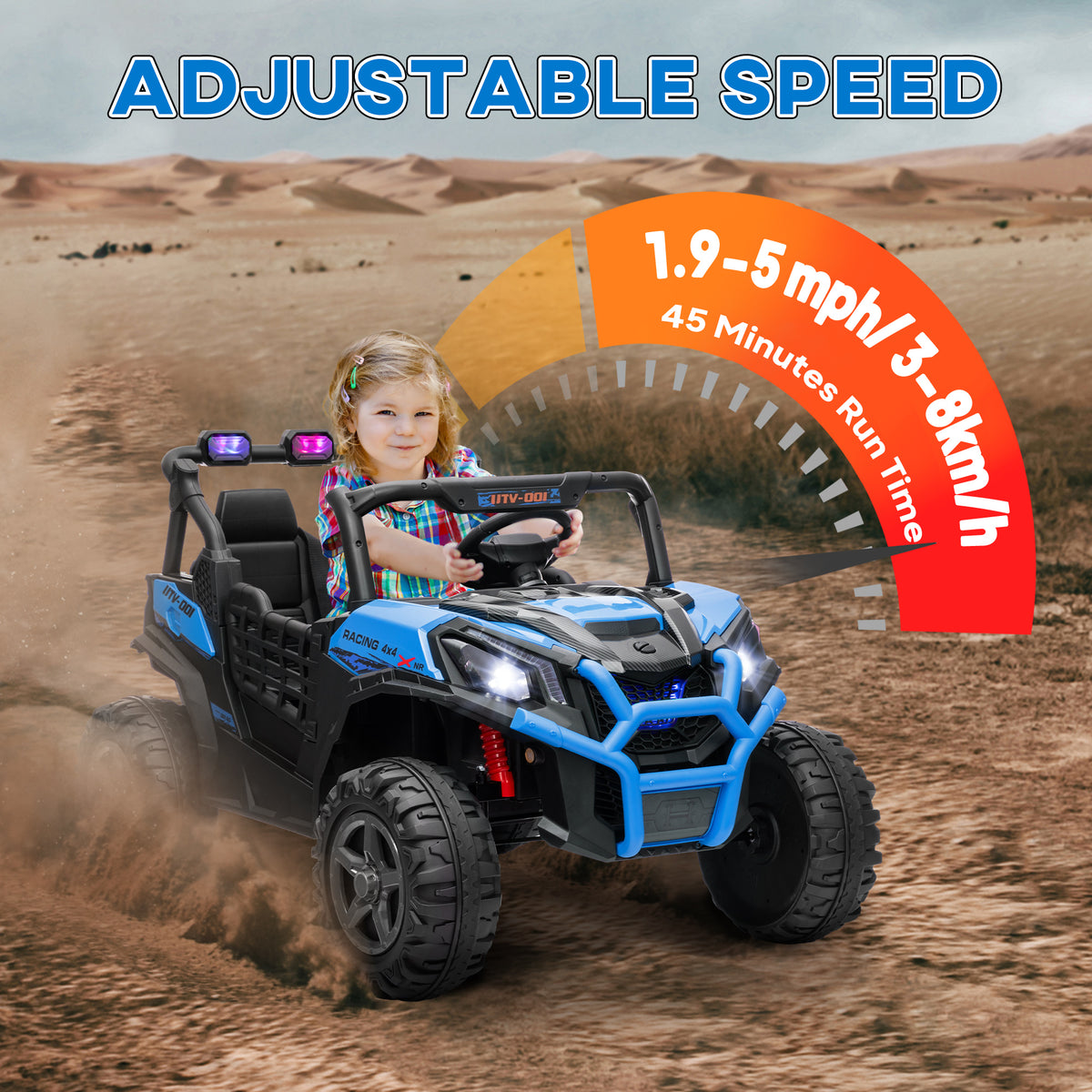 2 Seater 24V Electric Car for Kids w/ Remote Control, 3 Speed, LED Lights, Music, Horn, Spring Suspension-Toys & Games > Baby & Toddler Toys > Electric Ride-On Toys > Electric Toy Cars-DECOROLALA