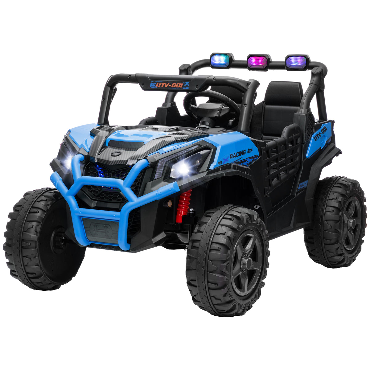 2 Seater 24V Electric Car for Kids w/ Remote Control, 3 Speed, LED Lights, Music, Horn, Spring Suspension-Toys & Games > Baby & Toddler Toys > Electric Ride-On Toys > Electric Toy Cars-DECOROLALA