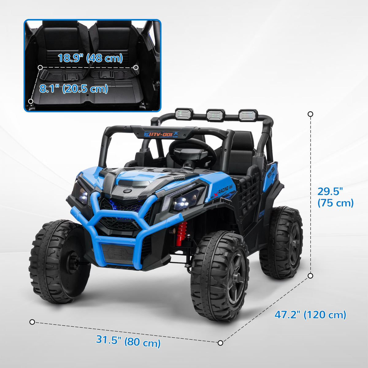 2 Seater 24V Electric Car for Kids w/ Remote Control, 3 Speed, LED Lights, Music, Horn, Spring Suspension-Toys & Games > Baby & Toddler Toys > Electric Ride-On Toys > Electric Toy Cars-DECOROLALA