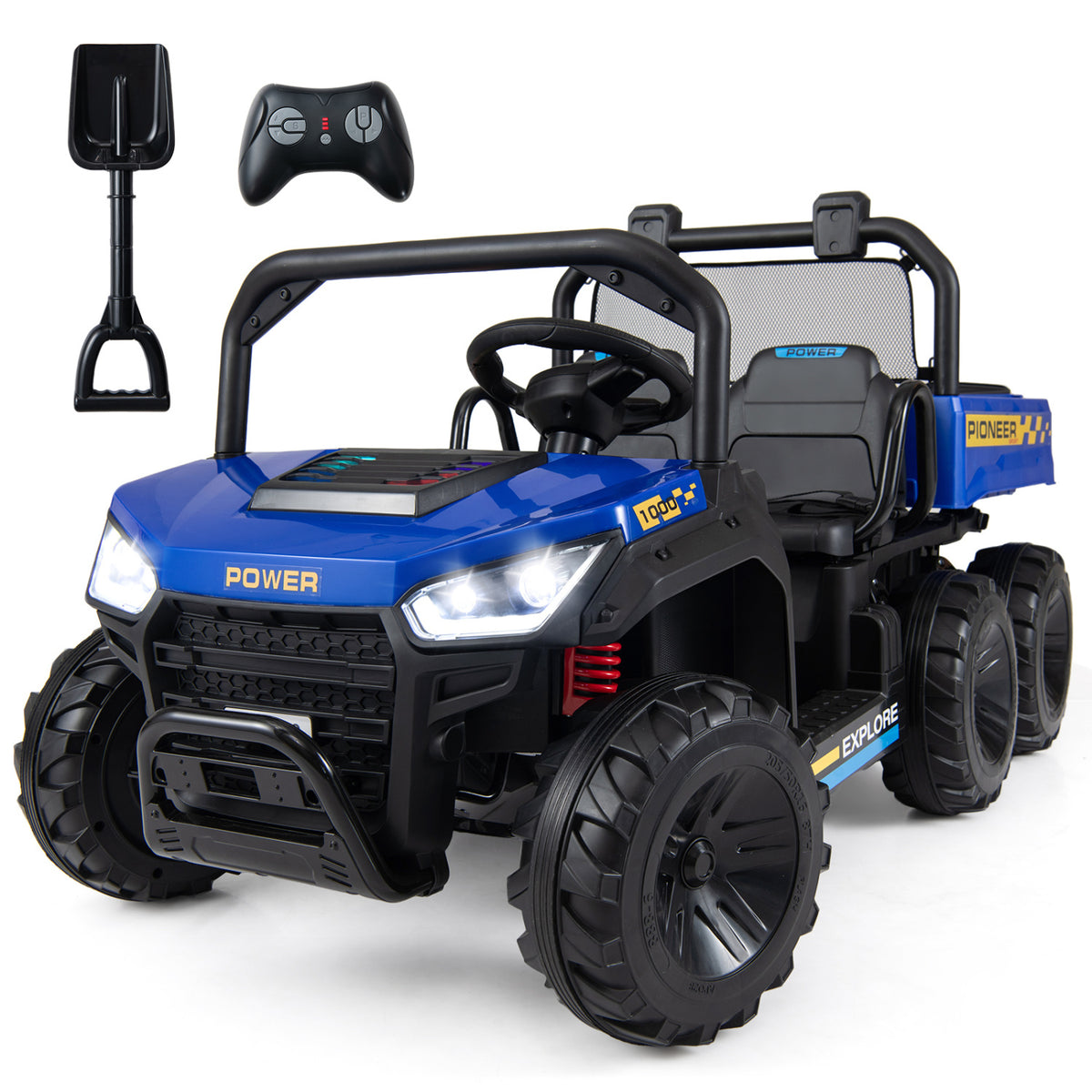 24V 2-Seater Kids Ride On Dump Truck, 4WD with Electric Dump Bed