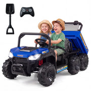 24V 2-Seater Kids Ride On Dump Truck, 4WD with Electric Dump Bed