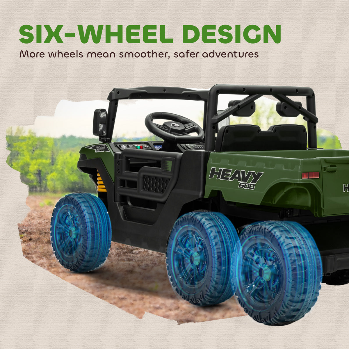 24V 4WD Kids Ride On Truck with 6 Wheels Electric Ride On Car with Remote, Dump Bed for 3-8 Years-Toys & Games > Baby & Toddler Toys > Electric Ride-On Toys > Electric Toy Cars-DECOROLALA