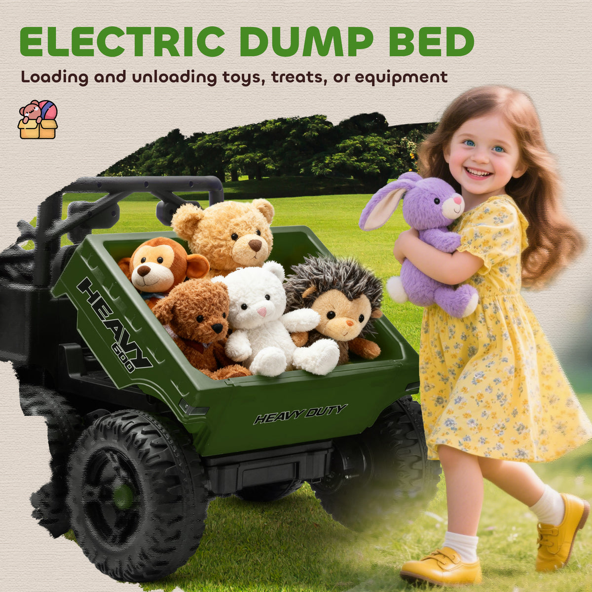 24V 4WD Kids Ride On Truck with 6 Wheels Electric Ride On Car with Remote, Dump Bed for 3-8 Years-Toys & Games > Baby & Toddler Toys > Electric Ride-On Toys > Electric Toy Cars-DECOROLALA