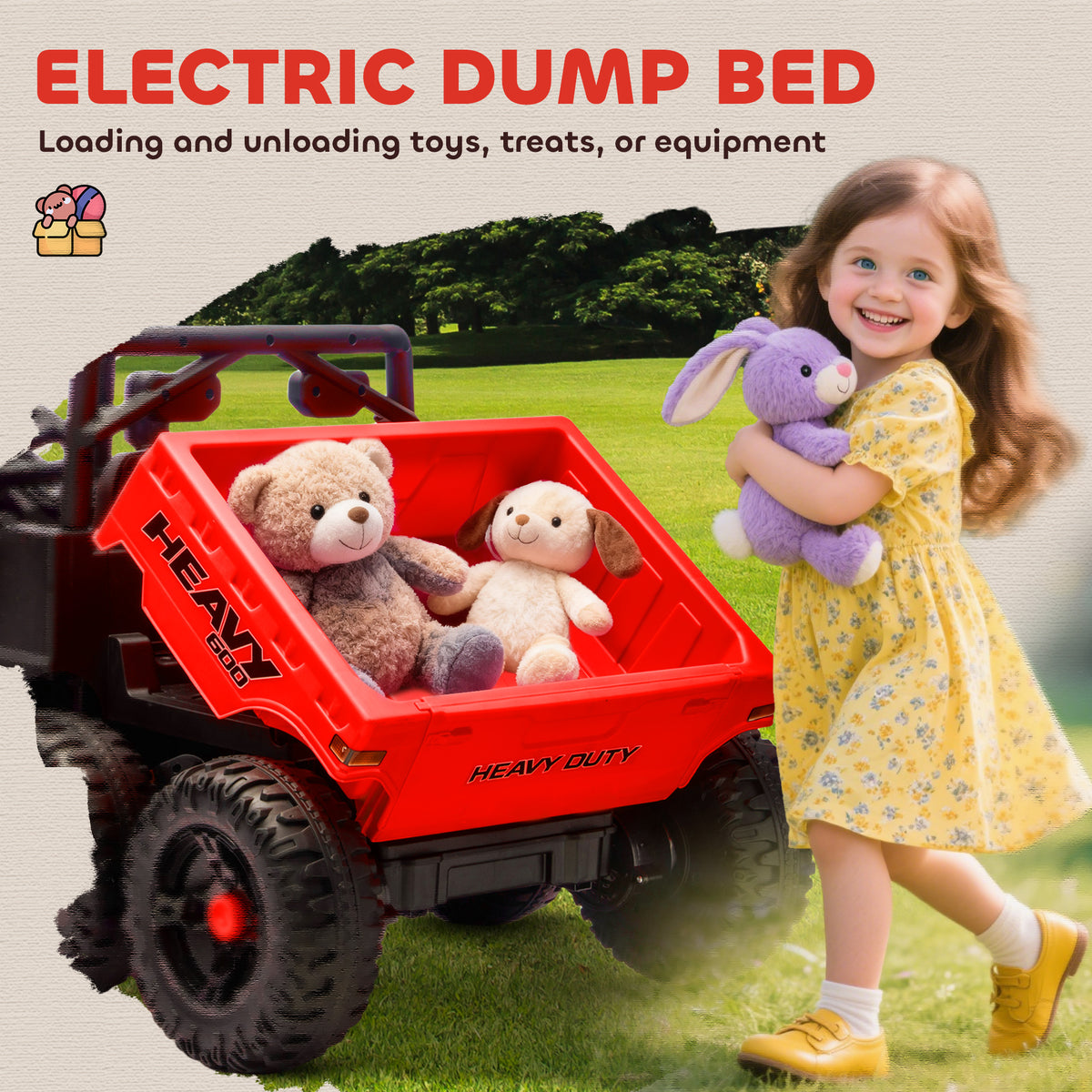 24V 4WD Kids Ride On Truck with 6 Wheels Electric Ride On Car with Remote, Dump Bed for 3-8 Years-Toys & Games > Baby & Toddler Toys > Electric Ride-On Toys > Electric Toy Cars-DECOROLALA