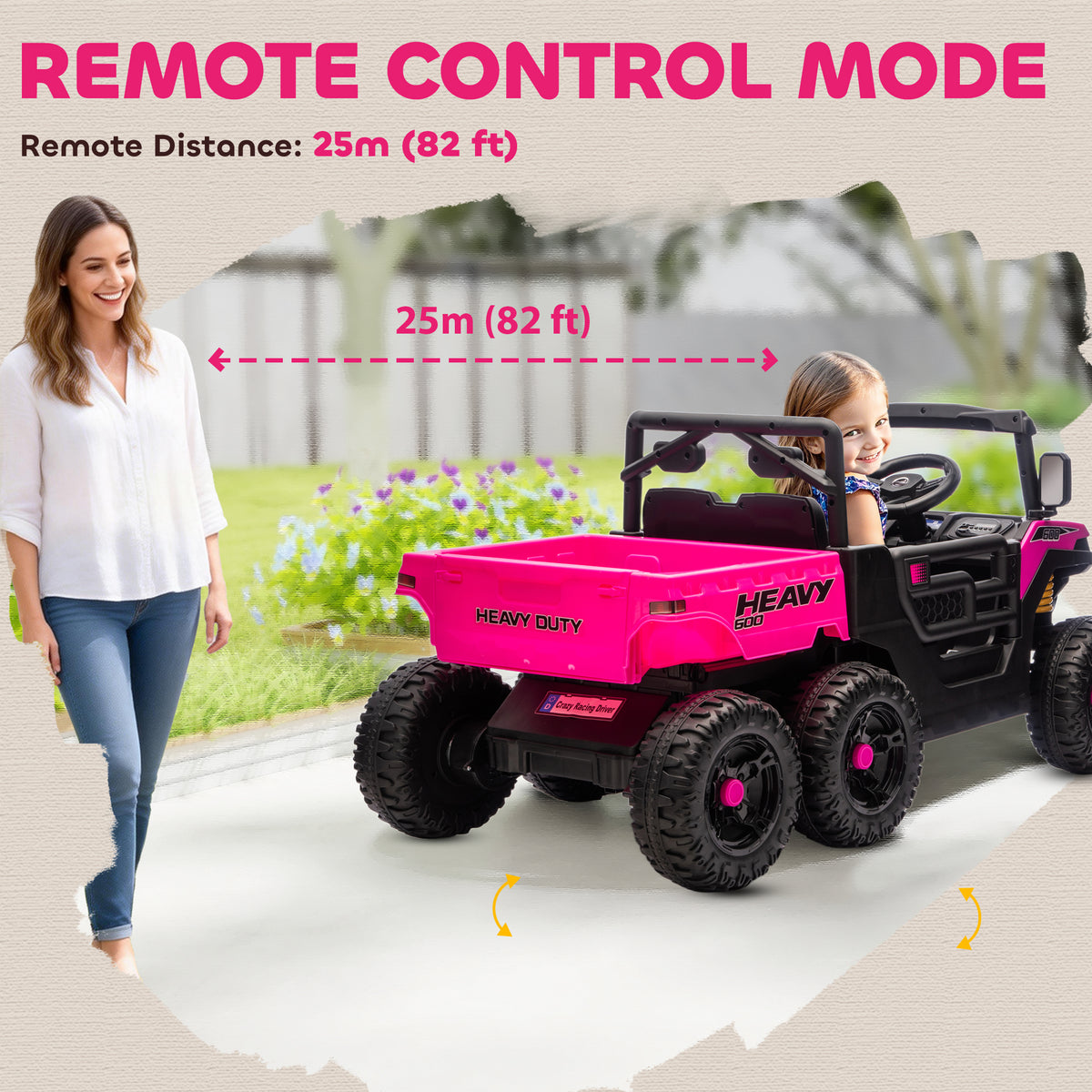 24V 4WD Kids Ride On Truck with 6 Wheels Electric Ride On Car with Remote, Dump Bed for 3-8 Years-Toys & Games > Baby & Toddler Toys > Electric Ride-On Toys > Electric Toy Cars-DECOROLALA