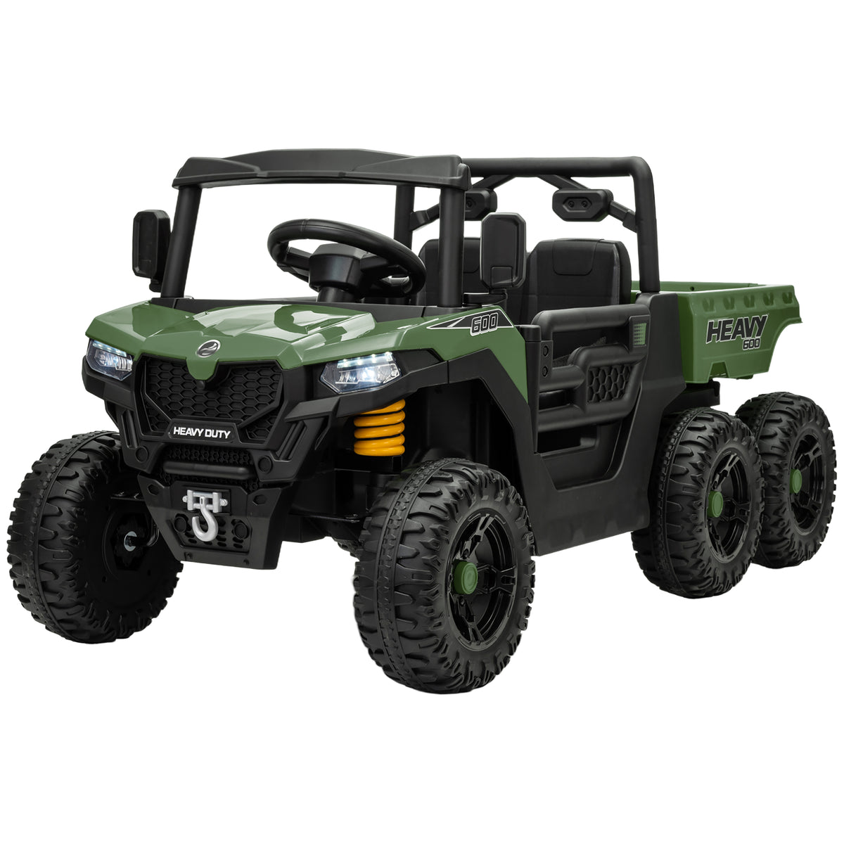 24V 4WD Kids Ride On Truck with 6 Wheels Electric Ride On Car with Remote, Dump Bed for 3-8 Years-Toys & Games > Baby & Toddler Toys > Electric Ride-On Toys > Electric Toy Cars-DECOROLALA