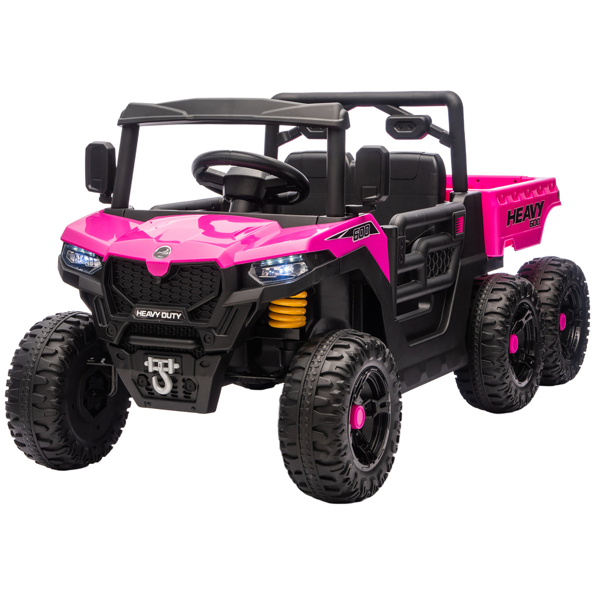 24V 4WD Kids Ride On Truck with 6 Wheels Electric Ride On Car with Remote, Dump Bed for 3-8 Years-Toys & Games > Baby & Toddler Toys > Electric Ride-On Toys > Electric Toy Cars-DECOROLALA
