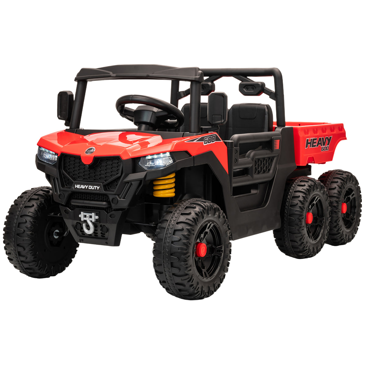 24V 4WD Kids Ride On Truck with 6 Wheels Electric Ride On Car with Remote, Dump Bed for 3-8 Years-Toys & Games > Baby & Toddler Toys > Electric Ride-On Toys > Electric Toy Cars-DECOROLALA