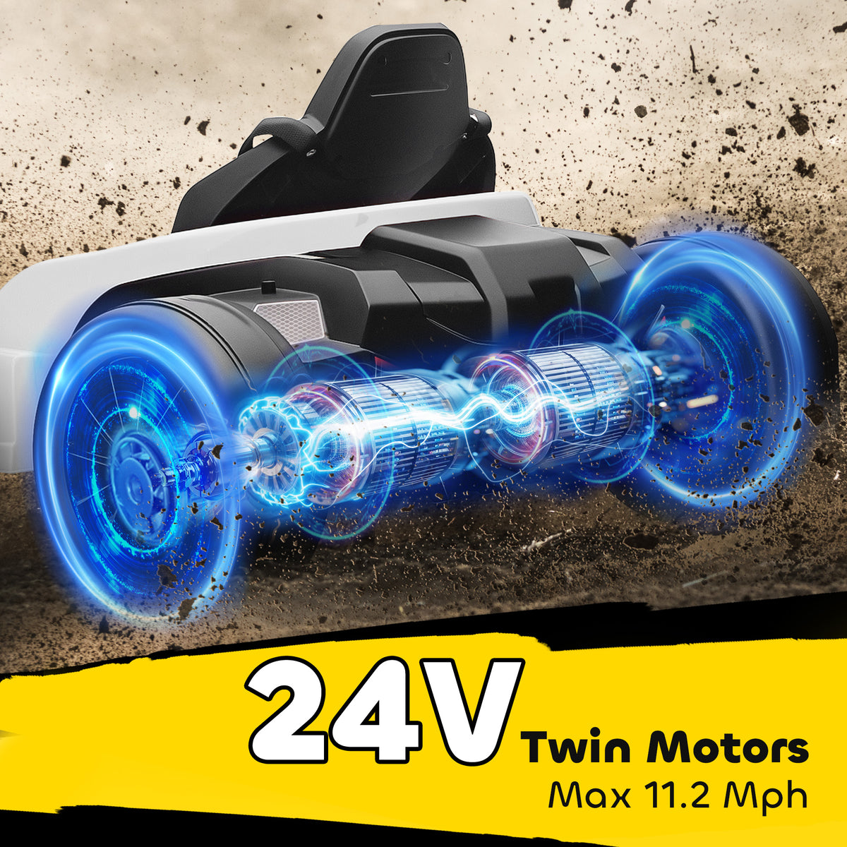 24V Electric Go Kart with Dual 150W Motors, Adjustable Seat & 11.2MPH High Speed, Slow Start, 5-Point Harness-Toys & Games > Baby & Toddler Toys > Electric Ride-On Toys-DECOROLALA