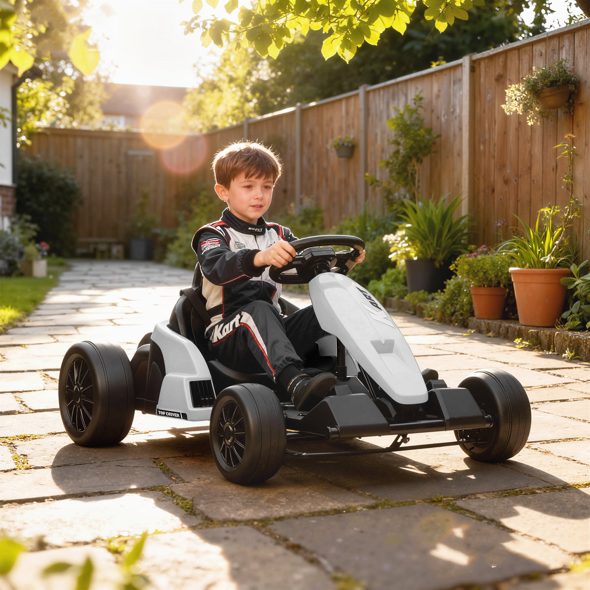 24V Electric Go Kart with Dual 150W Motors, Adjustable Seat & 11.2MPH High Speed, Slow Start, 5-Point Harness-Toys & Games > Baby & Toddler Toys > Electric Ride-On Toys-DECOROLALA
