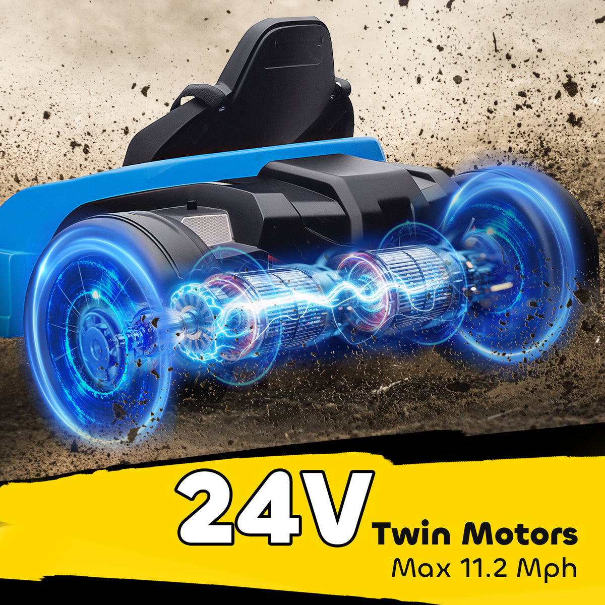 24V Electric Go Kart with Dual 150W Motors, Adjustable Seat & 11.2MPH High Speed, Slow Start, 5-Point Harness-Toys & Games > Baby & Toddler Toys > Electric Ride-On Toys-DECOROLALA