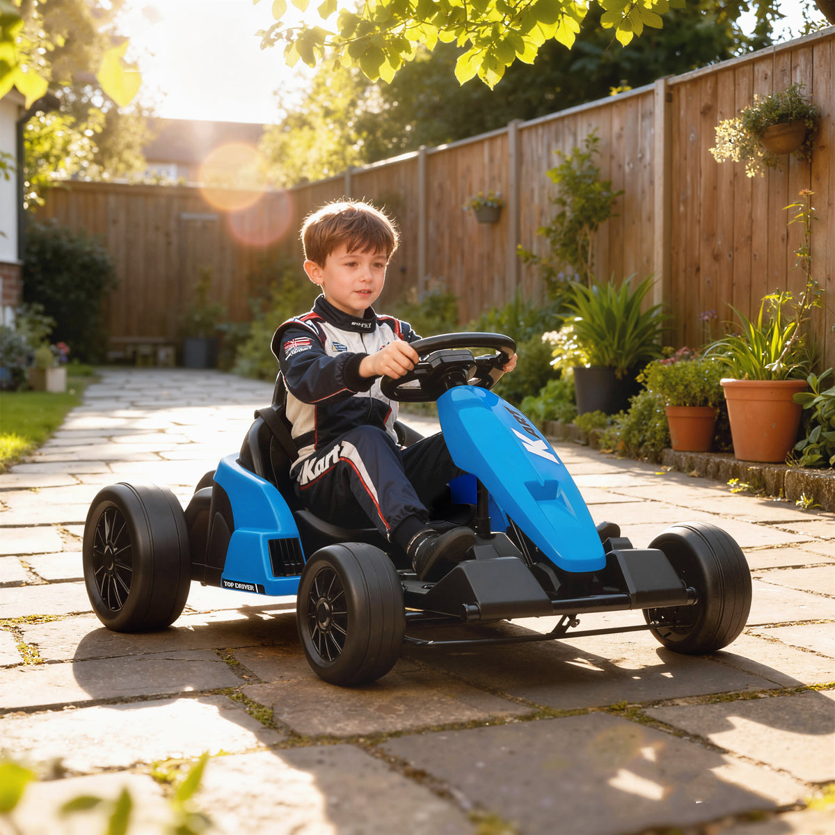 24V Electric Go Kart with Dual 150W Motors, Adjustable Seat & 11.2MPH High Speed, Slow Start, 5-Point Harness-Toys & Games > Baby & Toddler Toys > Electric Ride-On Toys-DECOROLALA