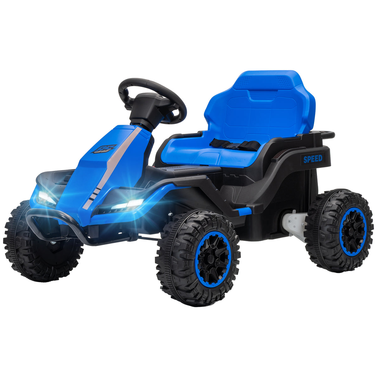 24V Kids Ride On Car with Dual Motors, Remote, 4-Wheel Suspension, Soft Start, LED Lights, Music for 3-6 Years, Blue-Toys & Games > Baby & Toddler Toys > Electric Ride-On Toys > Electric Toy Cars-DECOROLALA
