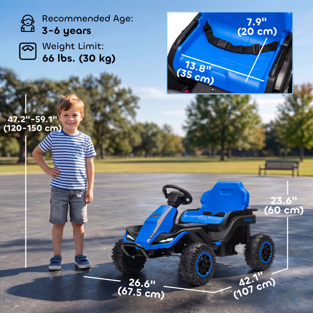 24V Kids Ride On Car with Dual Motors, Remote, 4-Wheel Suspension, Soft Start, LED Lights, Music for 3-6 Years, Blue-Toys & Games > Baby & Toddler Toys > Electric Ride-On Toys > Electric Toy Cars-DECOROLALA