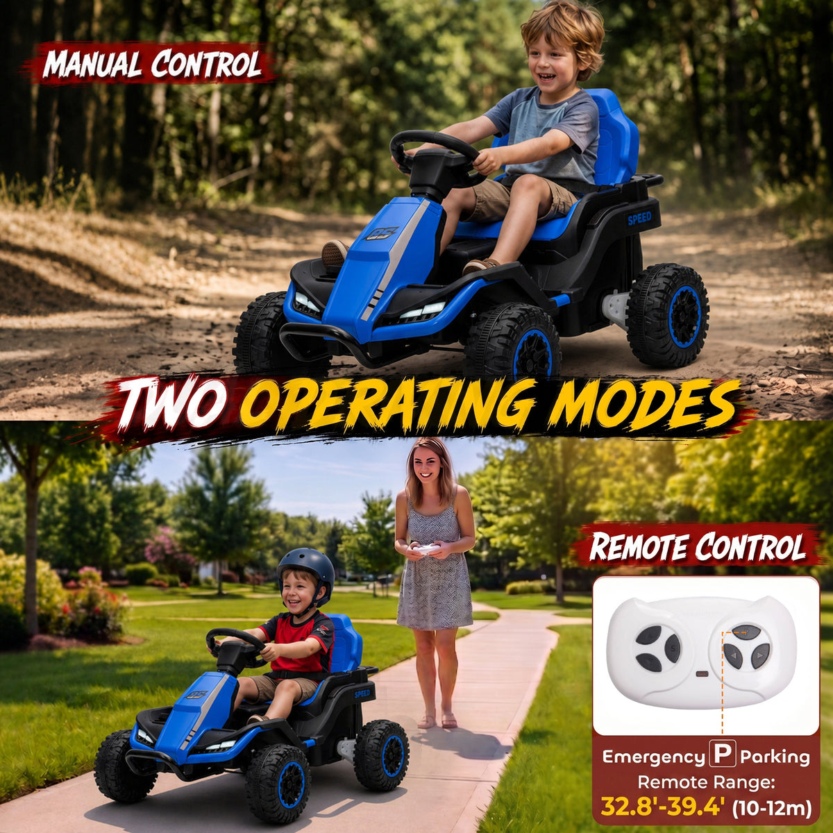 24V Kids Ride On Car with Dual Motors, Remote, 4-Wheel Suspension, Soft Start, LED Lights, Music for 3-6 Years, Blue-Toys & Games > Baby & Toddler Toys > Electric Ride-On Toys > Electric Toy Cars-DECOROLALA