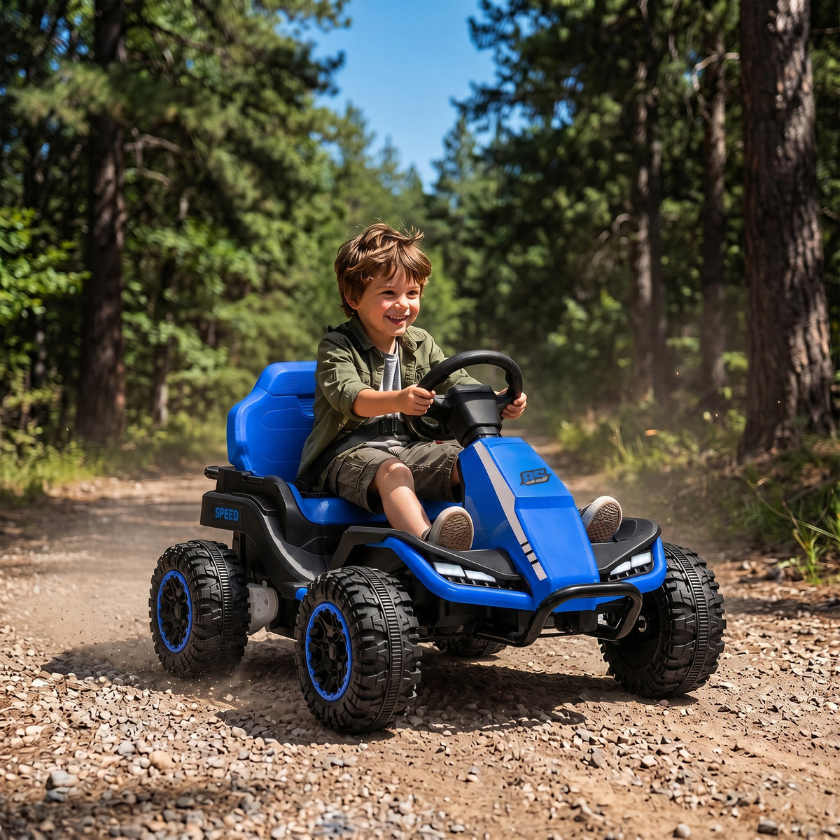 24V Kids Ride On Car with Dual Motors, Remote, 4-Wheel Suspension, Soft Start, LED Lights, Music for 3-6 Years, Blue-Toys & Games > Baby & Toddler Toys > Electric Ride-On Toys > Electric Toy Cars-DECOROLALA