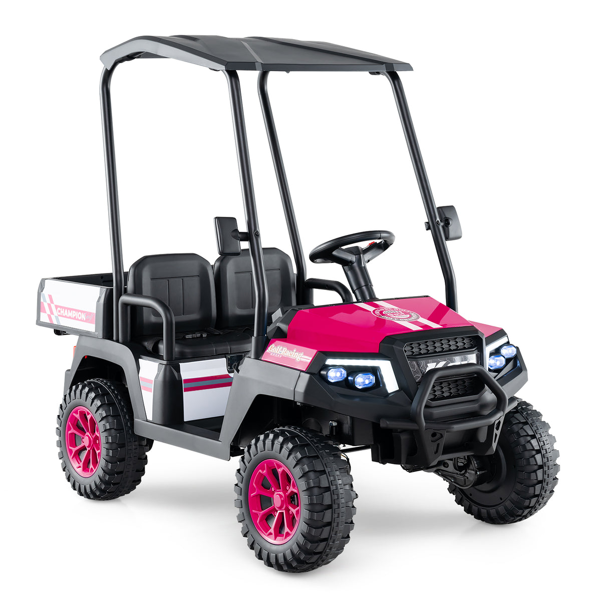 24V 2-Seater Kids Ride-On Golf Cart, 4WD Electric Car with Remote