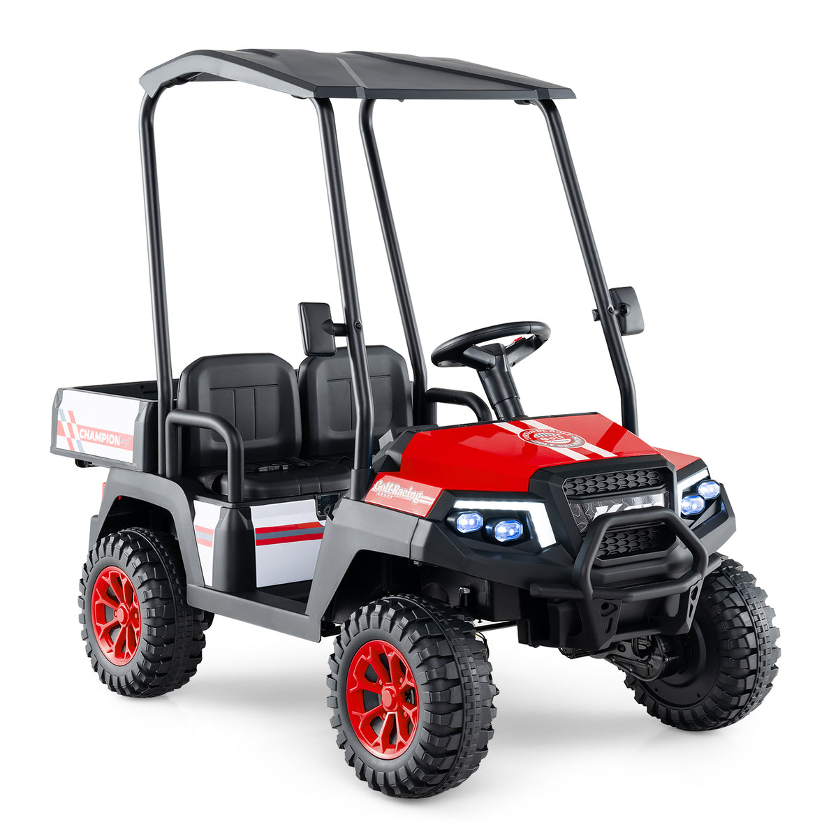 24V 2-Seater Kids Ride-On Golf Cart, 4WD Electric Car with Remote