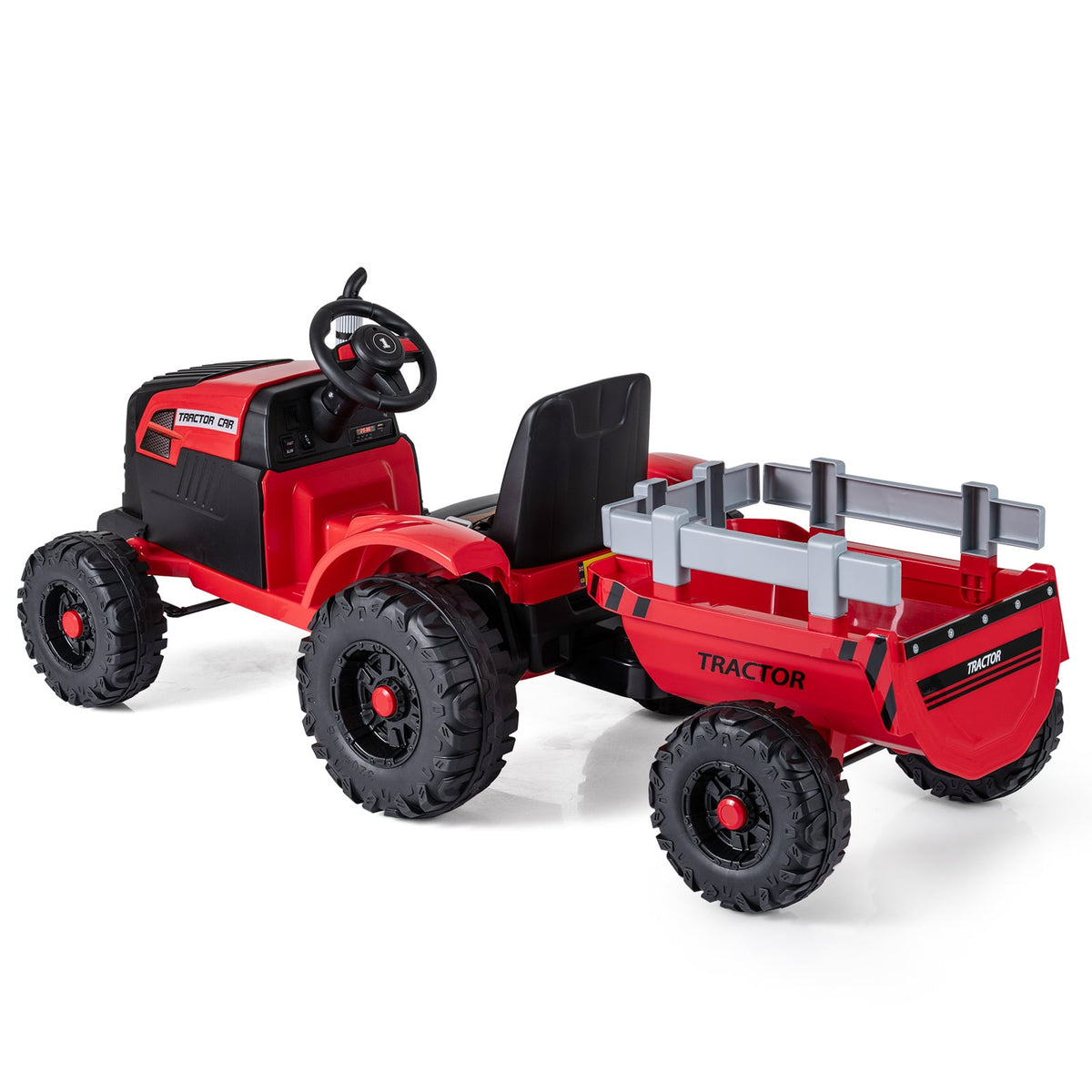 24V Kids Ride-On Tractor with Detachable Trailer and Remote Control