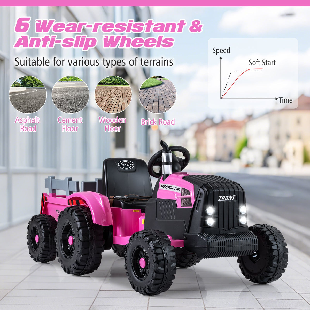 24V Kids Ride-On Tractor with Detachable Trailer and Remote Control