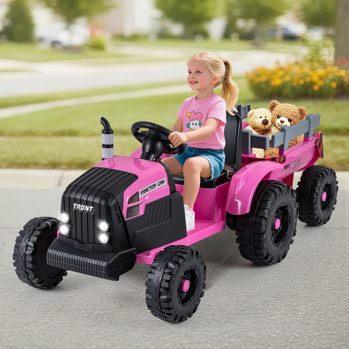 24V Kids Ride-On Tractor with Detachable Trailer and Remote Control