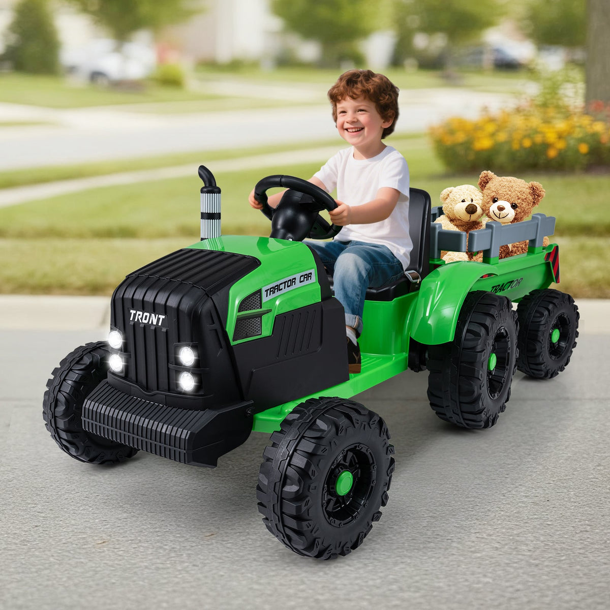 24V Kids Ride-On Tractor with Detachable Trailer and Remote Control