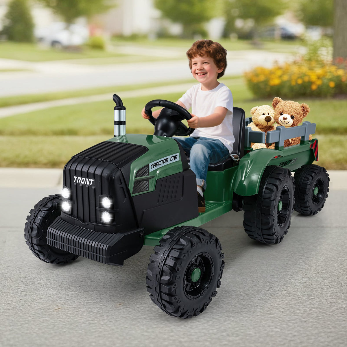 24V Kids Ride-On Tractor with Detachable Trailer and Remote Control