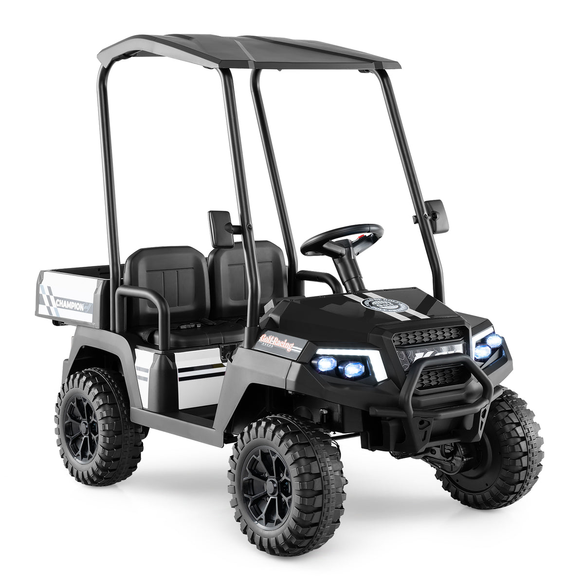 24V 2-Seater Kids Ride-On Golf Cart, 4WD Electric Car with Remote