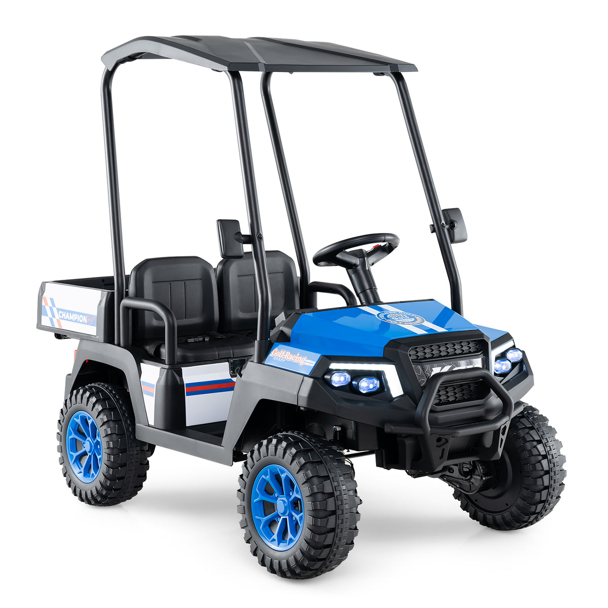 24V 2-Seater Kids Ride-On Golf Cart, 4WD Electric Car with Remote