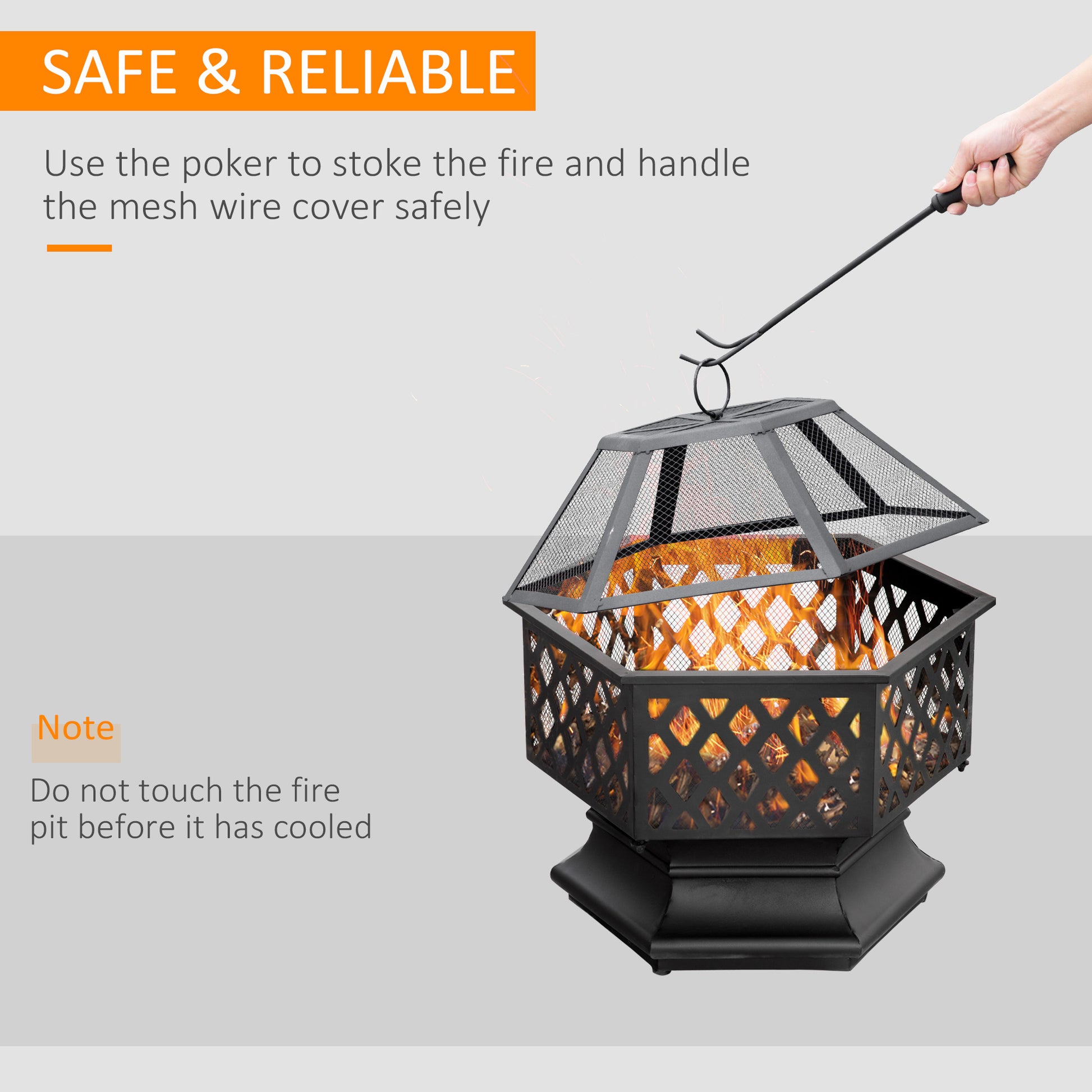 24.5" Hexagonal Outdoor Wood Burning Fire Pit - Bronze-Patio & Garden > Fire Pits-DECOROLALA
