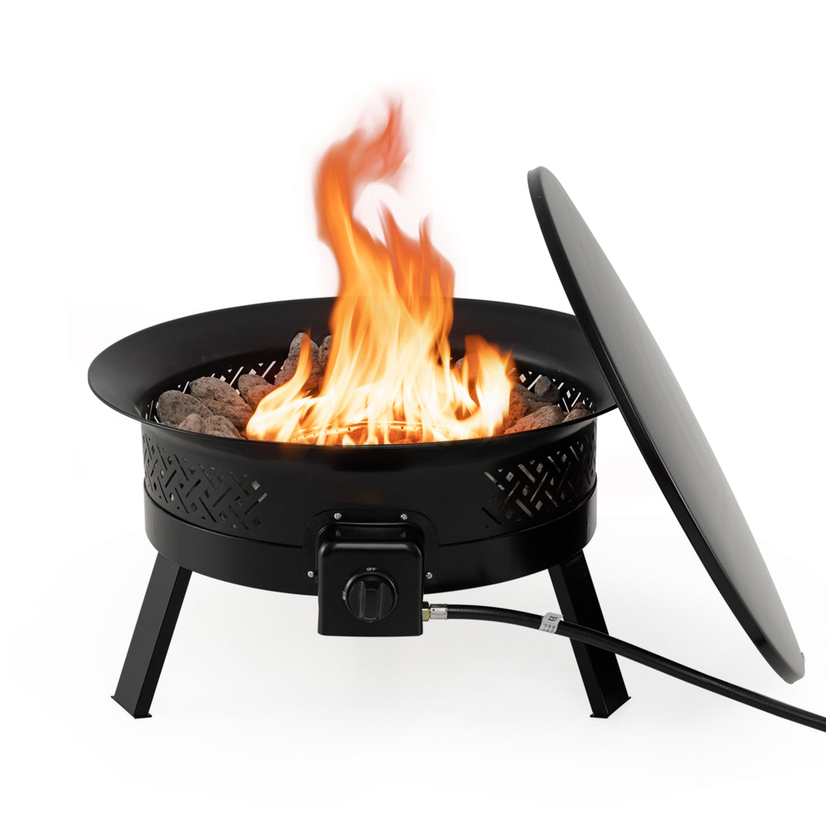 24.5 Inch Portable Propane Fire Pit with Carry Strap and Folding Legs-Fire Pit Tables-DECOROLALA