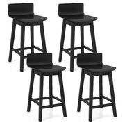 24.5 Inch Swivel Wooden Bar Stools Set of 4 with Rubber Wood Legs and Low Back-Black-Bar Stools-DECOROLALA