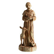 24.5 inch St. Francis Statue with Bird Feeder Saint Francis of Assisi with Animals Sculpture-Rustic Brown-Outdoor Decor-DECOROLALA