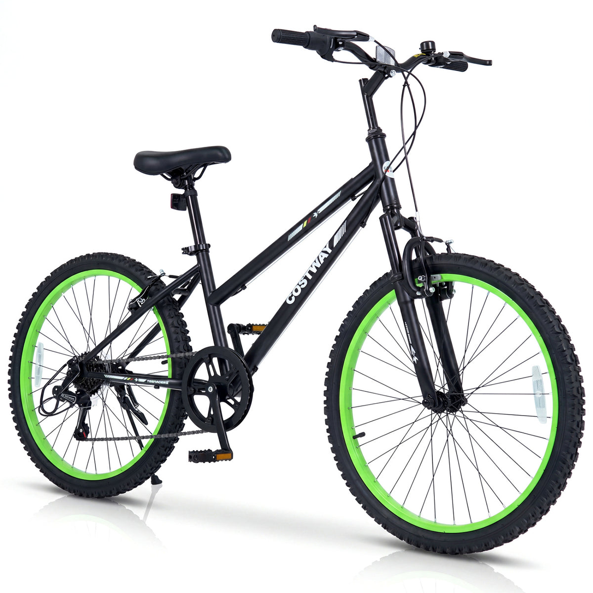Vélo tout-terrain pour enfants, réglable, avec 7 vitesses et fourche suspendue