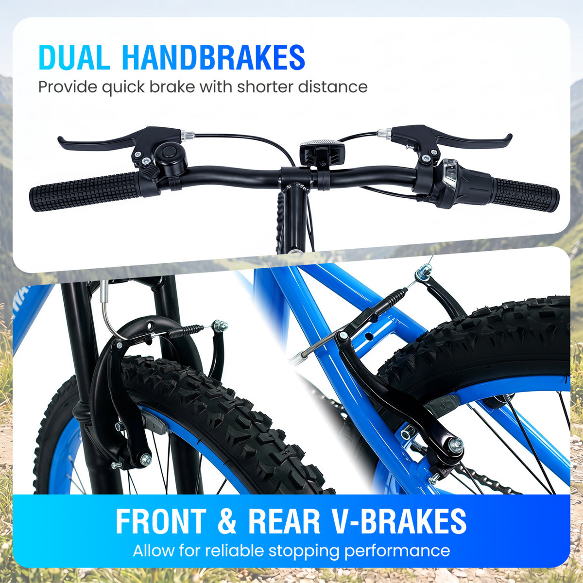 Kids Mountain Bike Adjustable with 7 Speed and Suspension Fork